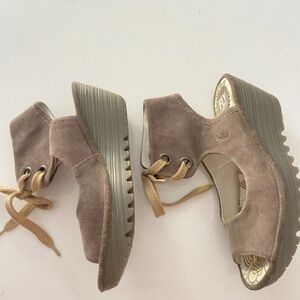 Fly London Women's Brown Suede Wedge Shoes